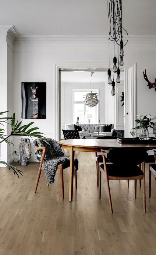 Kahrs Beyond Retro Strip Frozen Hazelnut Engineered 3-Strip Wood Flooring, Ultra Matt Lacquer, 200x15x2423mm