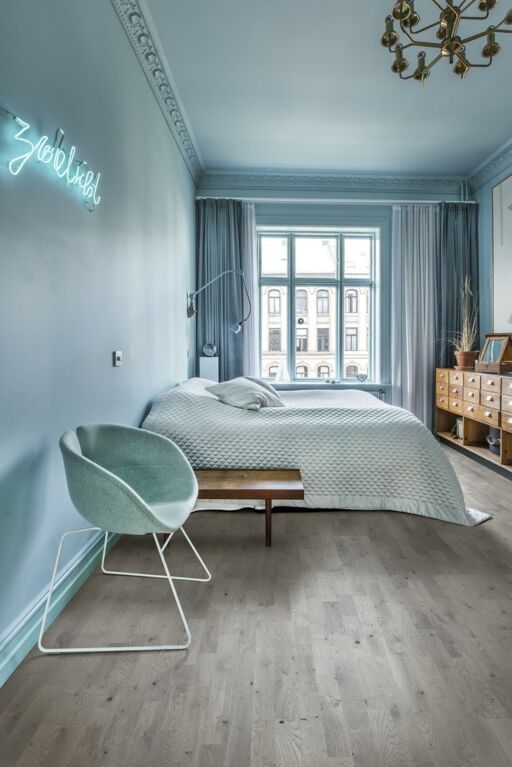Kahrs Beyond Retro Strip Pearl Grey Engineered 3-Strip Wood Flooring, Ultra Matt Lacquer, 200x15x2423mm