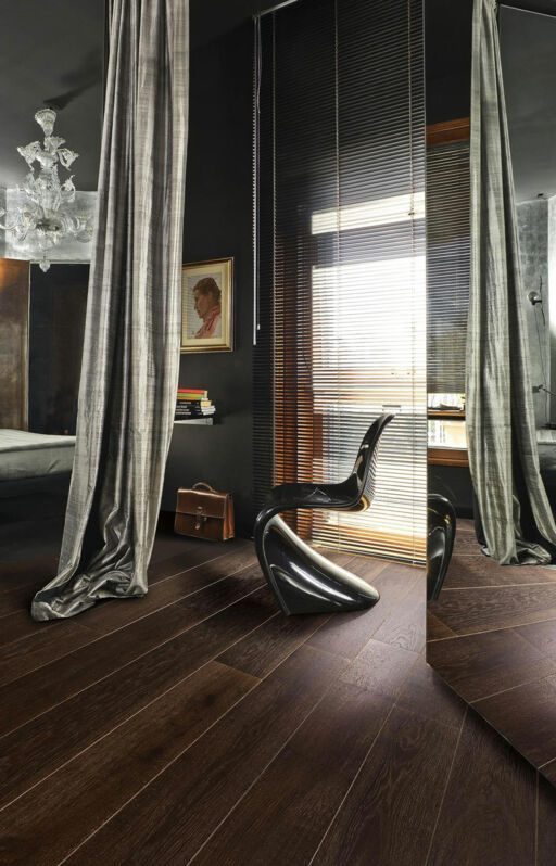 Kahrs Nouveau Black Oak Engineered 1-Strip Wood Flooring, Brushed, Matt Lacquered, 187x15x2420mm